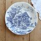 Vintage Gien plate – Ivory earthenware with romantic blue decoration
