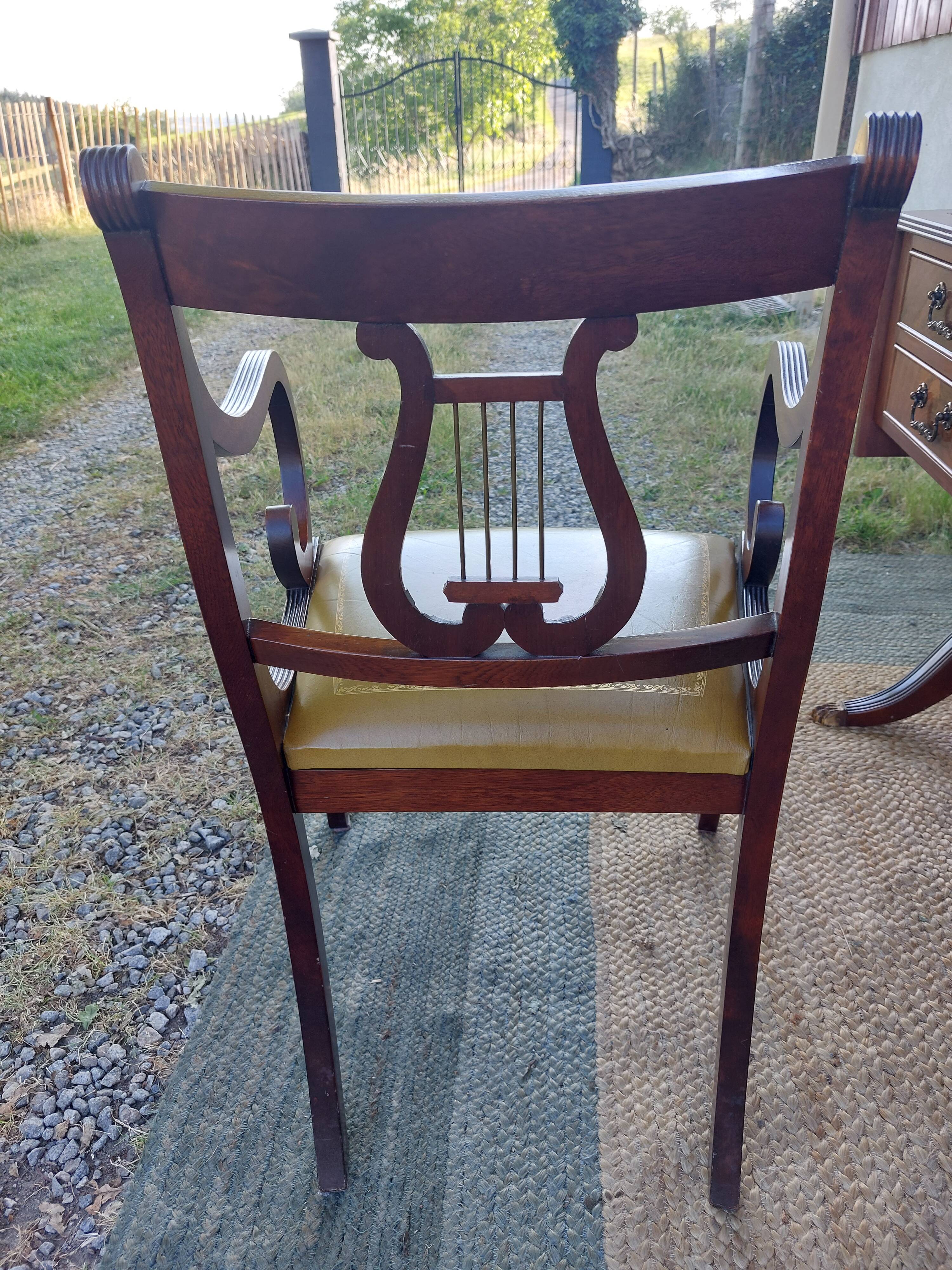 English desk and lyre chair, leather, extensions.