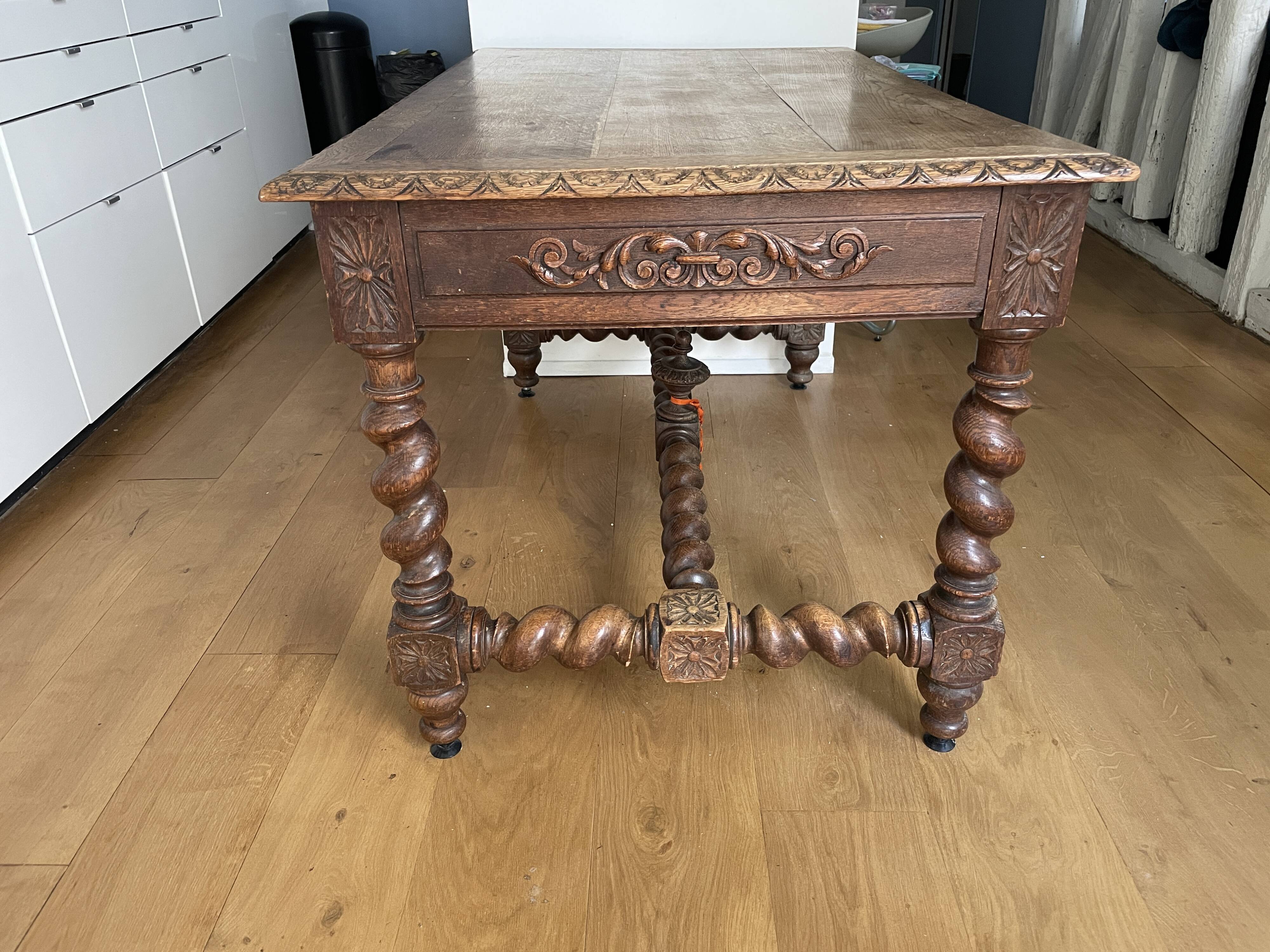 Antique solid oak dining table