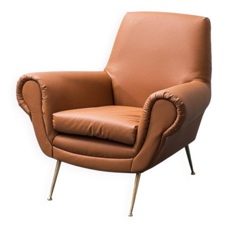 Poltrona en ecopelle gigi radice minotti anni '50 vintage modernariato