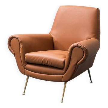 Poltrona en ecopelle gigi radice minotti anni '50 vintage modernariato