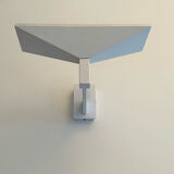 Modernist vintage Disderot wall lamp, white lacquered metal, Glass and Light 1970