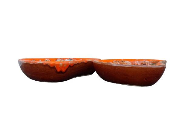 Paire de plats vintage français en faïence de Vallauris à glaçure orange