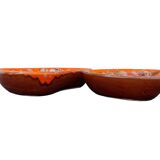 Paire de plats vintage français en faïence de Vallauris à glaçure orange