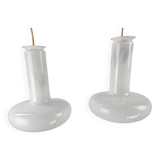 Pair of vintage Danish "Blues" opal glass pendant lamps by Sidse Werner for Holmegaaard, 1980s