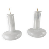 Pair of vintage Danish "Blues" opal glass pendant lamps by Sidse Werner for Holmegaaard, 1980s