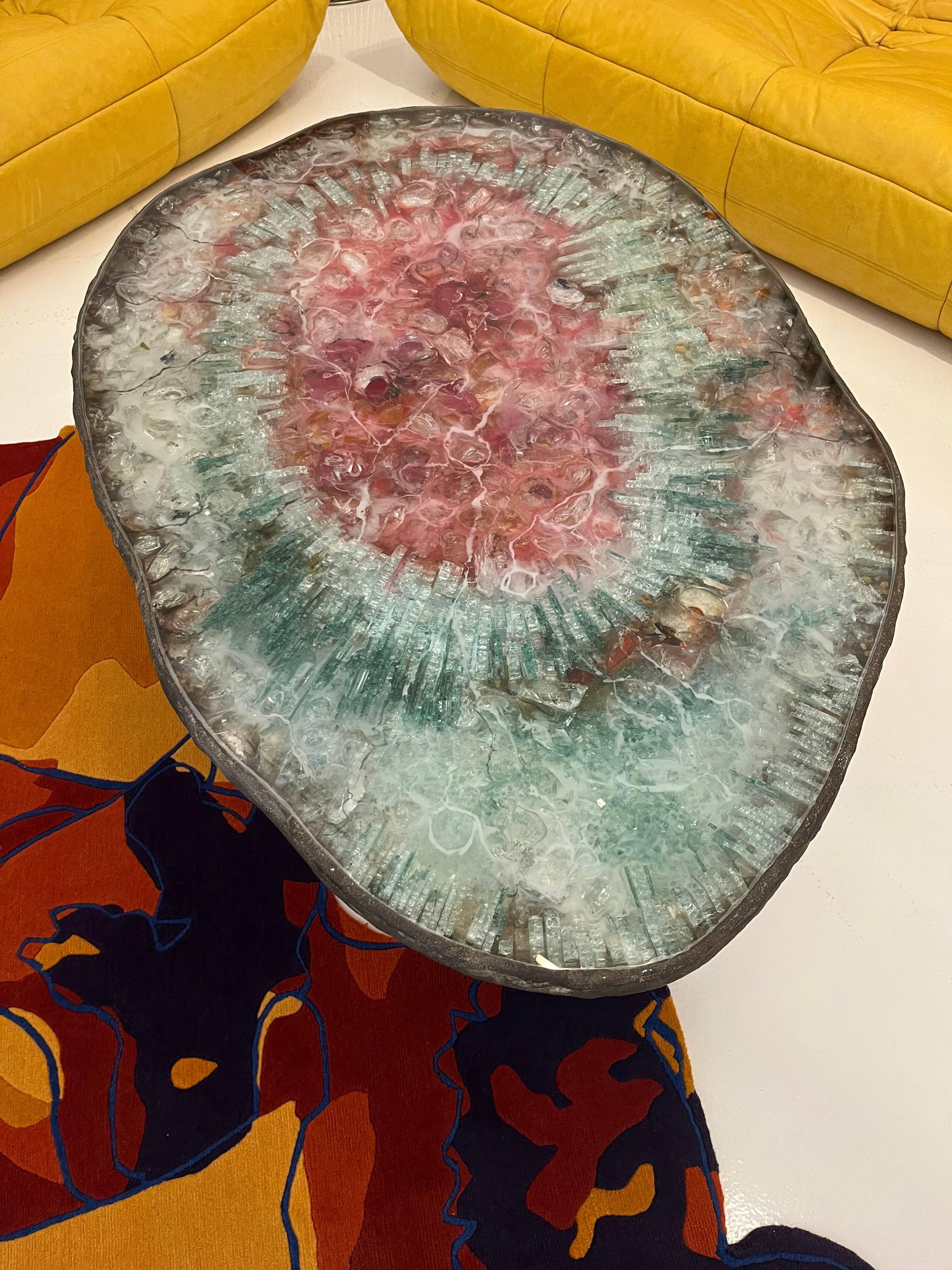 Arty Coffee Table by Von Pelt Atelier Handmade with Rare Geode Shape