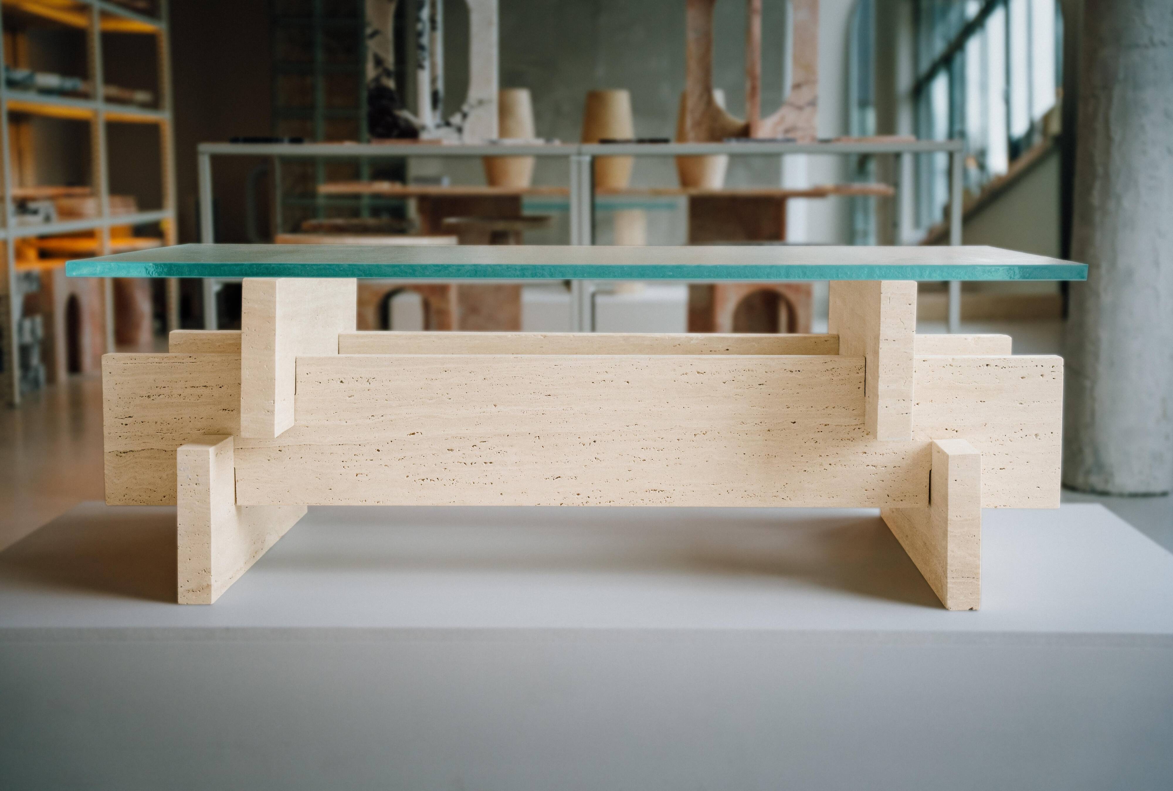 Table basse en travertin 'BERLIN'