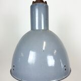 Bauhaus Grey Enamel Industrial Pendant Lamp, 1950s