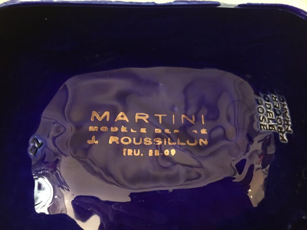 FRIENDLY ASHTRAY PICKS UP MONEY OR EMPTY POCKET COGNAC GASTON DE LAGRANGE BLUE AND DORE