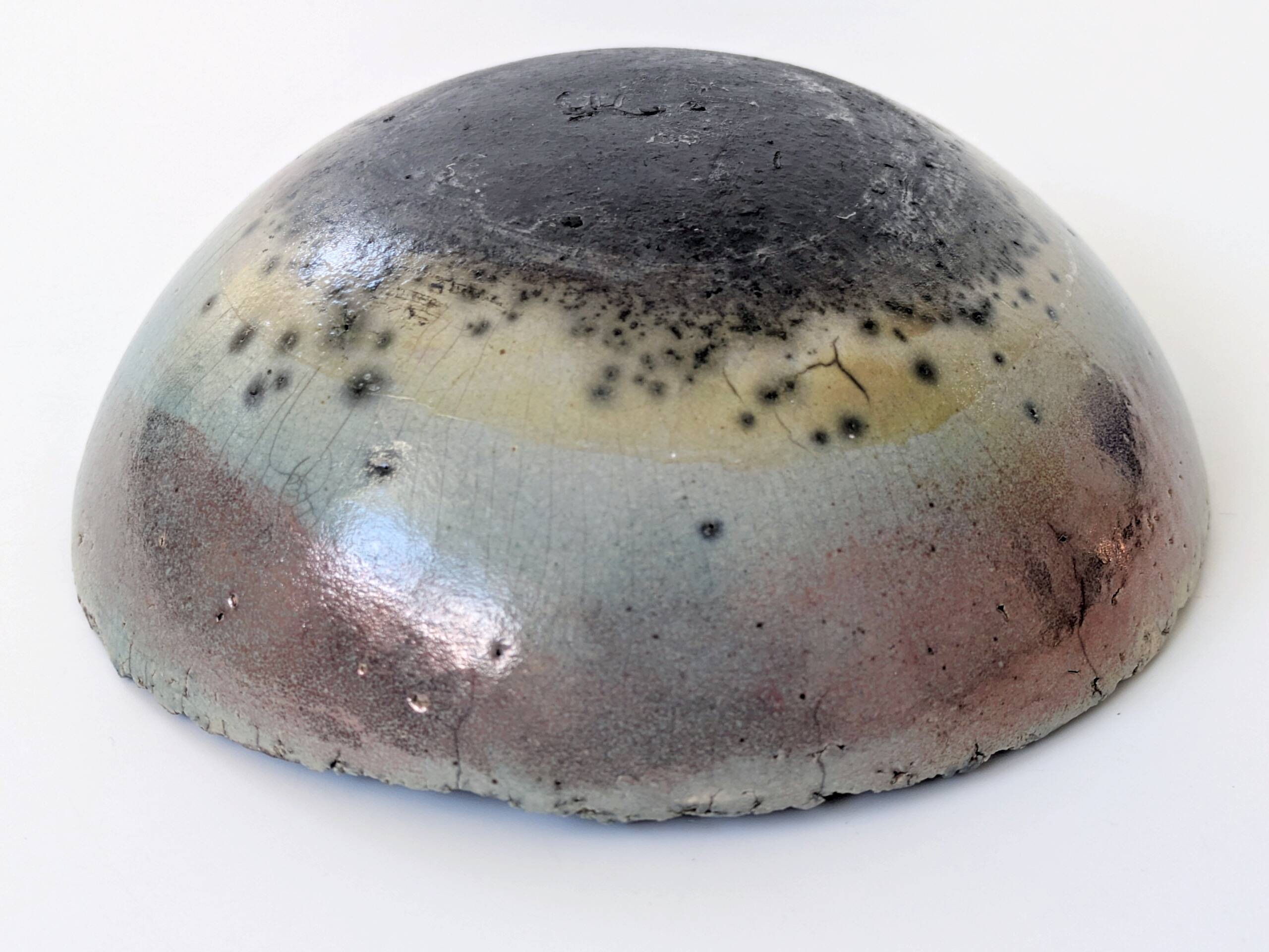 Vintage Raku ceramic bowl, handmade, signed, Japanese craftsmanship.