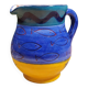 Carafe en Grès Bleu et Jaune à Motifs