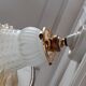 Glass tulip bathroom wall lamp and white porcelain base early XXth