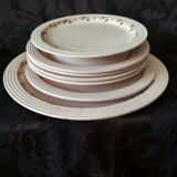 Old art deco plates from the 1930s, service "betty" earthenware Longwy