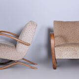 Pair of Beige H-269 Armchairs Designed by Jindrich Halabala for UP Zavody, 1930s