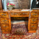 Art deco vintage brocante burr walnut desk carved 1920-1930