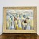 Cubist Oil on Canvas Tableau Rural Scene Asia Saard Thanomwong Signed