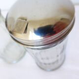 vintage glass and stainless steel sugar bowl