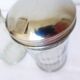 vintage glass and stainless steel sugar bowl