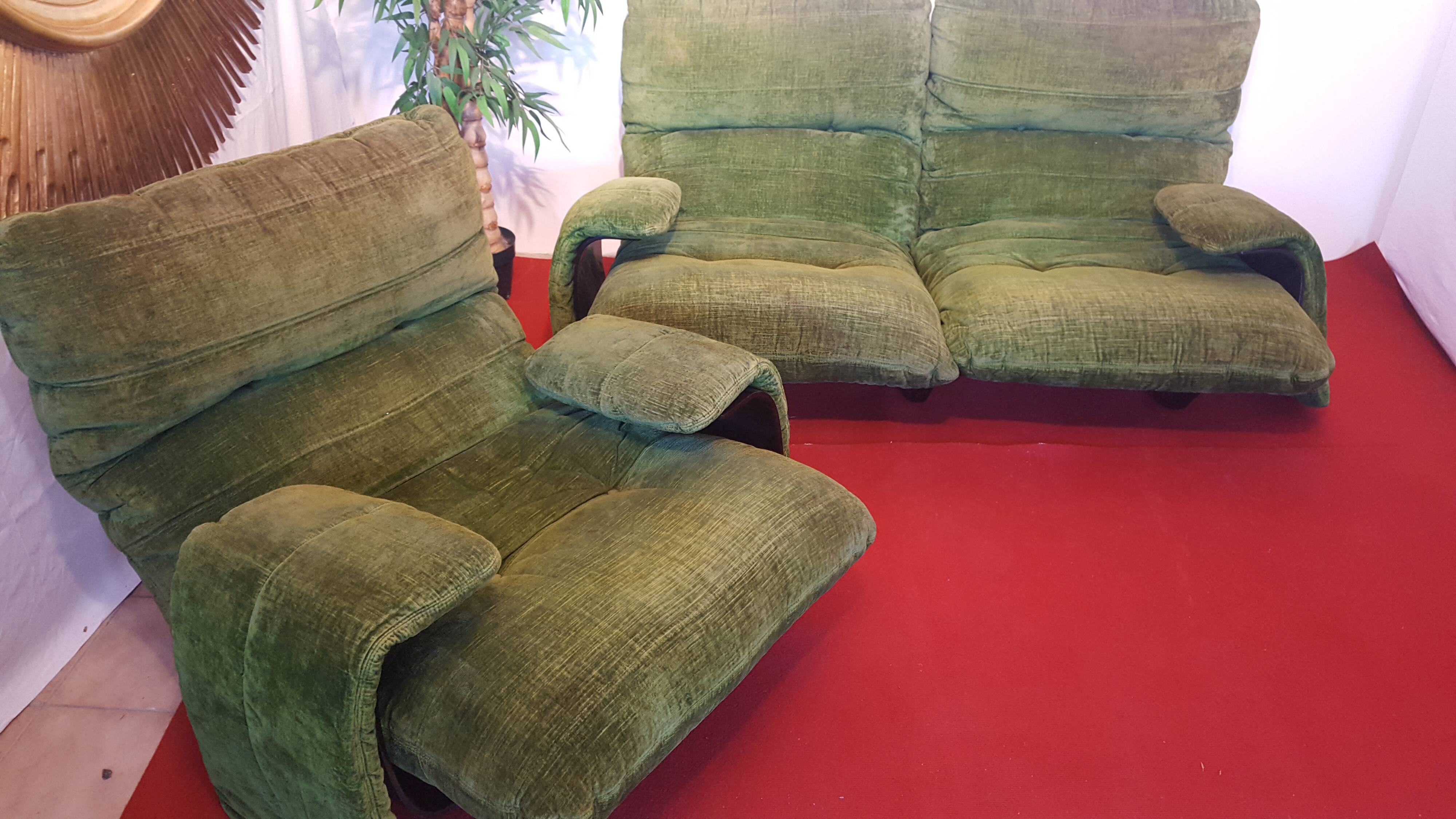 Canapé et son fauteuil par Michel Ducaroy, Ligne Roset 1970