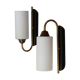 Pair of brass and opalin glass sconces