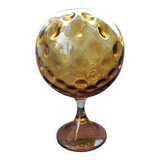 Vase calice en verre ambrée années 50/60