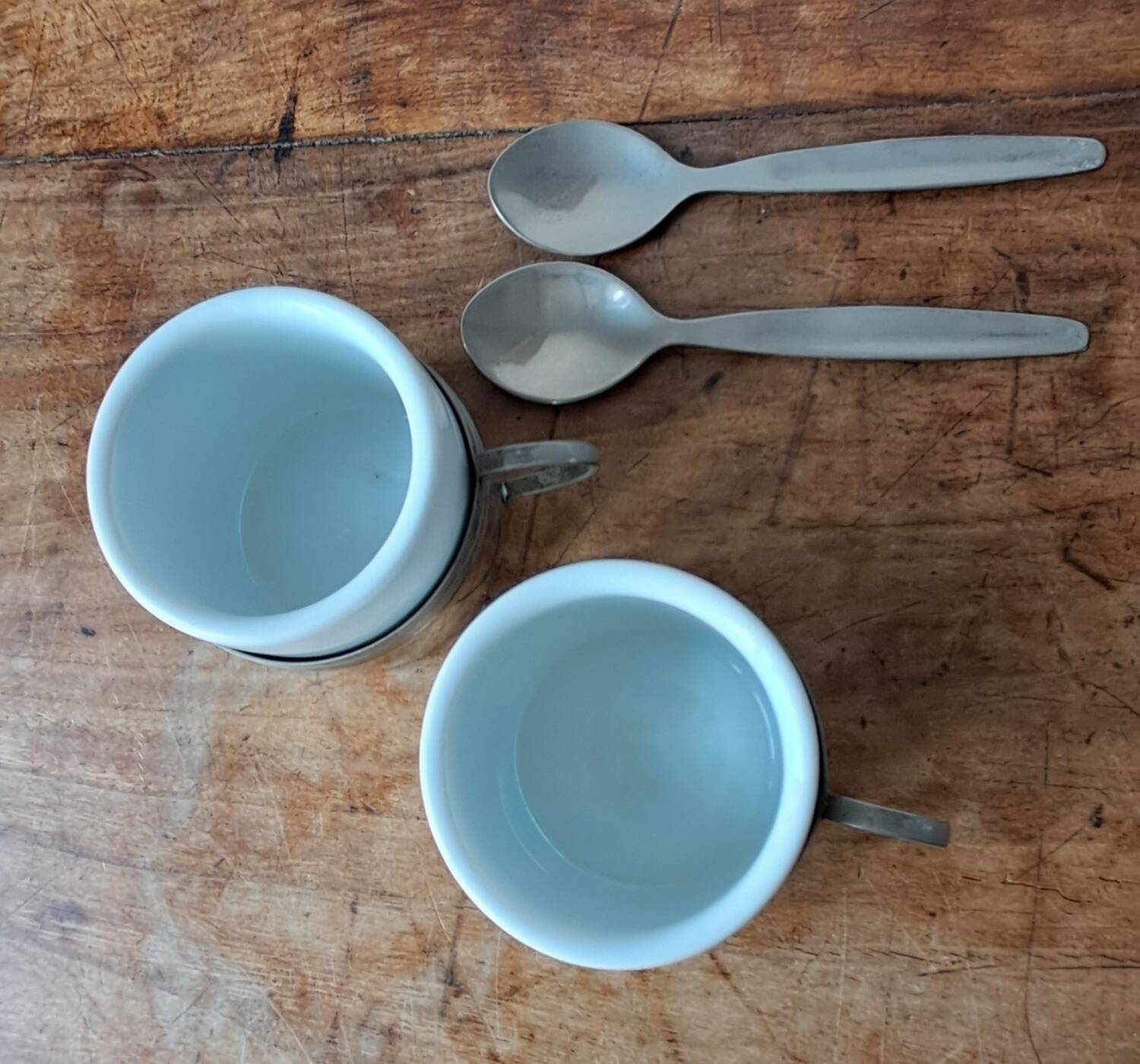 Vintage espresso cups. Porcelain and removable metal stand.