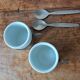 Vintage espresso cups. Porcelain and removable metal stand.