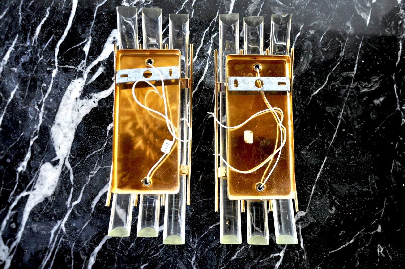 Paired of Venini wall lamps, Murano glass, Italy, 1970