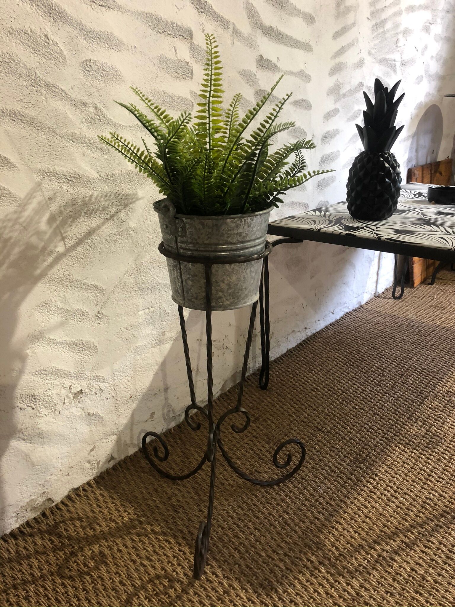 Vintage wrought iron plant holder