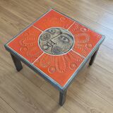 Coffee table end of sofa Roger Capron and Jean Derval ceramic 70s sun model