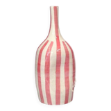 Striped pink artisanal bottle vase