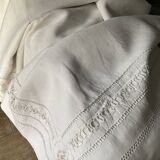 Linen sheet . Old. Monogram M R 207 cm x 300 cm