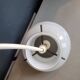 Vintage pendant light in two-layered grey/white glass
