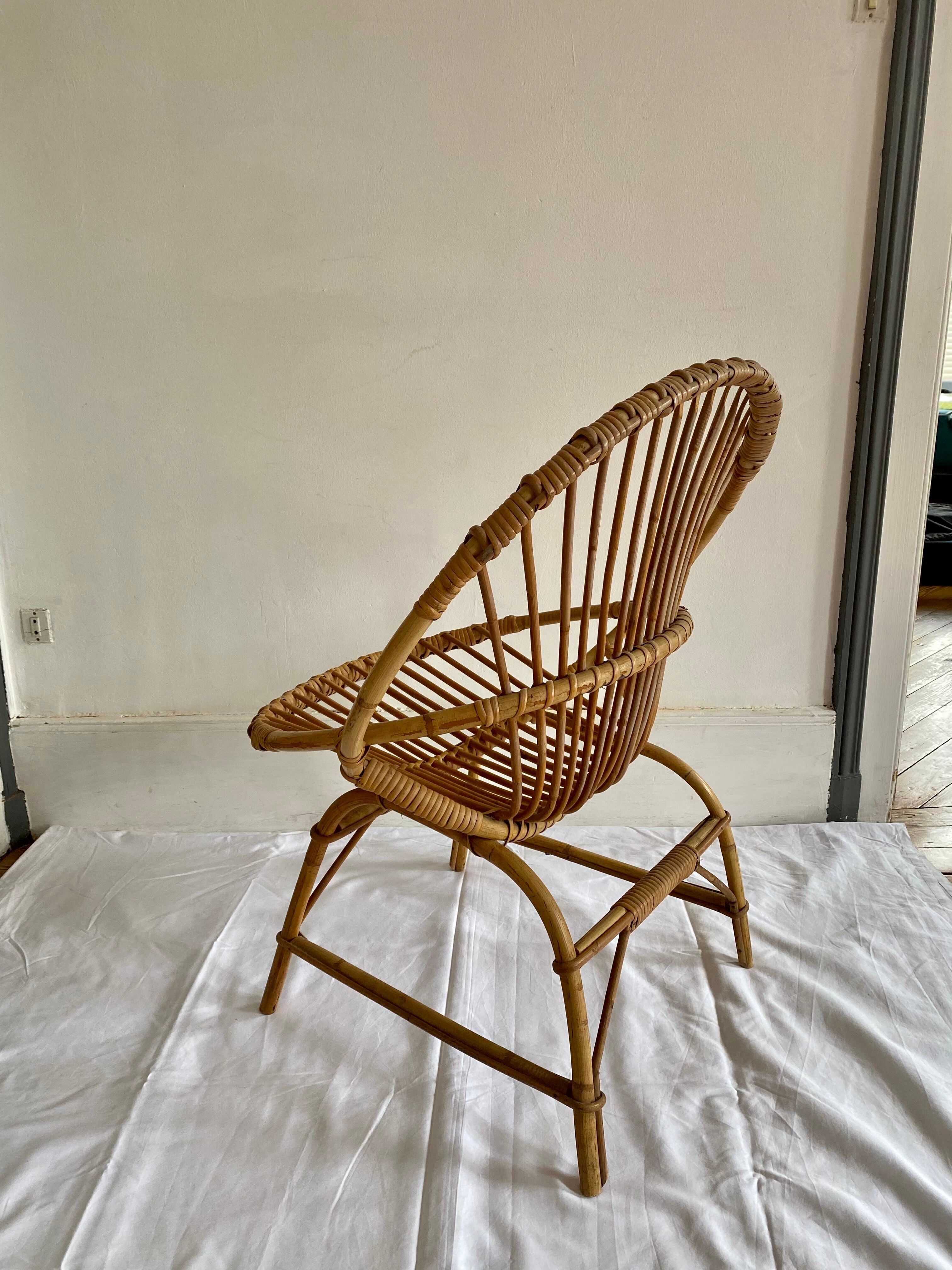 Adult-sized rattan shell chair