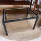 Table d’appoint verre et métal noir et or, 1970
