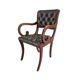 Set of 8 high-quality iconic green leather chesterfield dining chairs