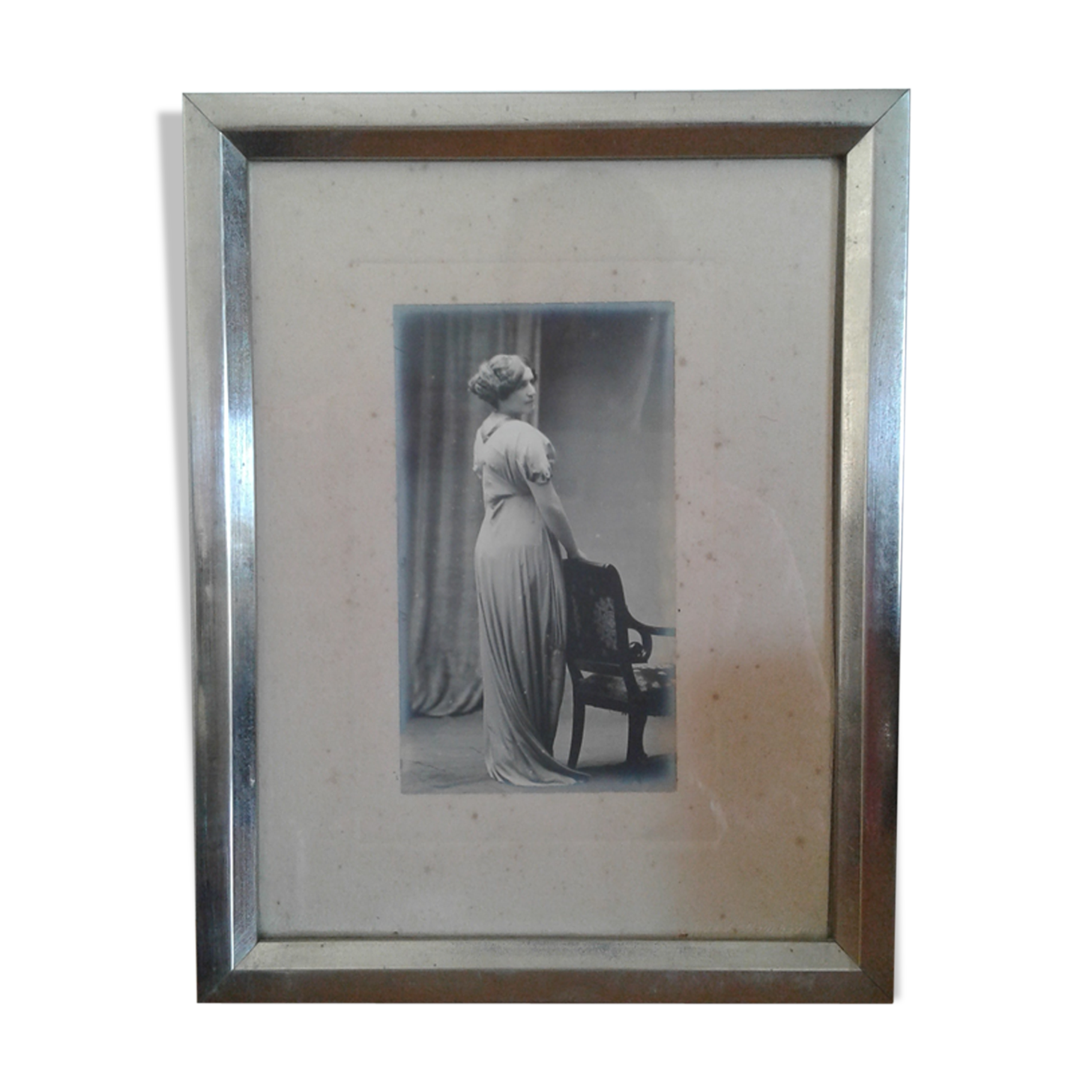 Elegant woman portrait black and bench art deco