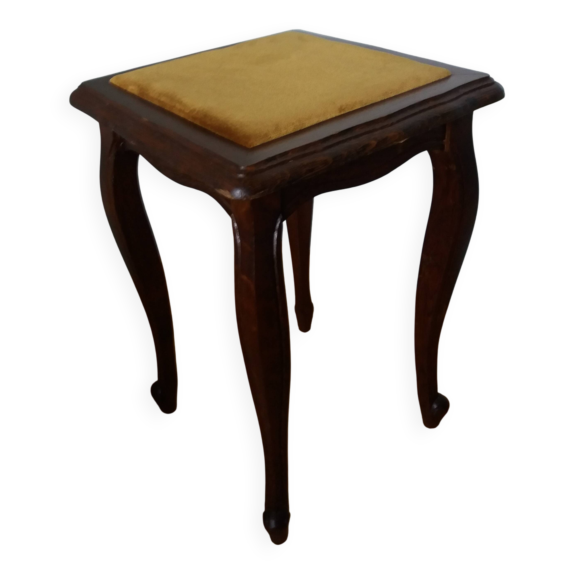 Wooden and velvet stool