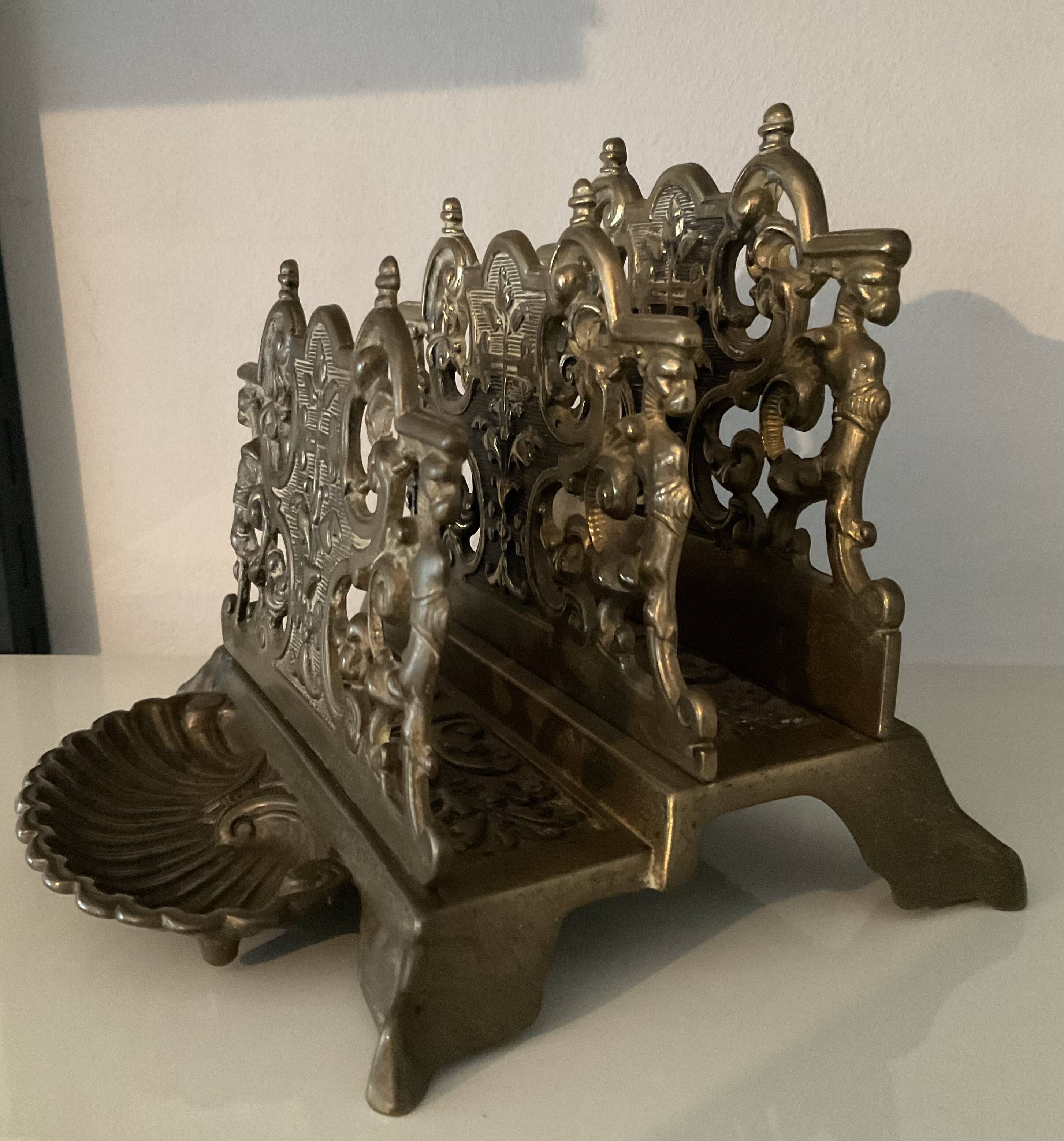 Vintage letter holder in solid bronze