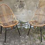 Paire de fauteuils rotin