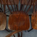Set of 8 wooden Windsor slat chairs from the 70s in English style