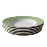 Vintage white and green deep plates stamped Arcachon.