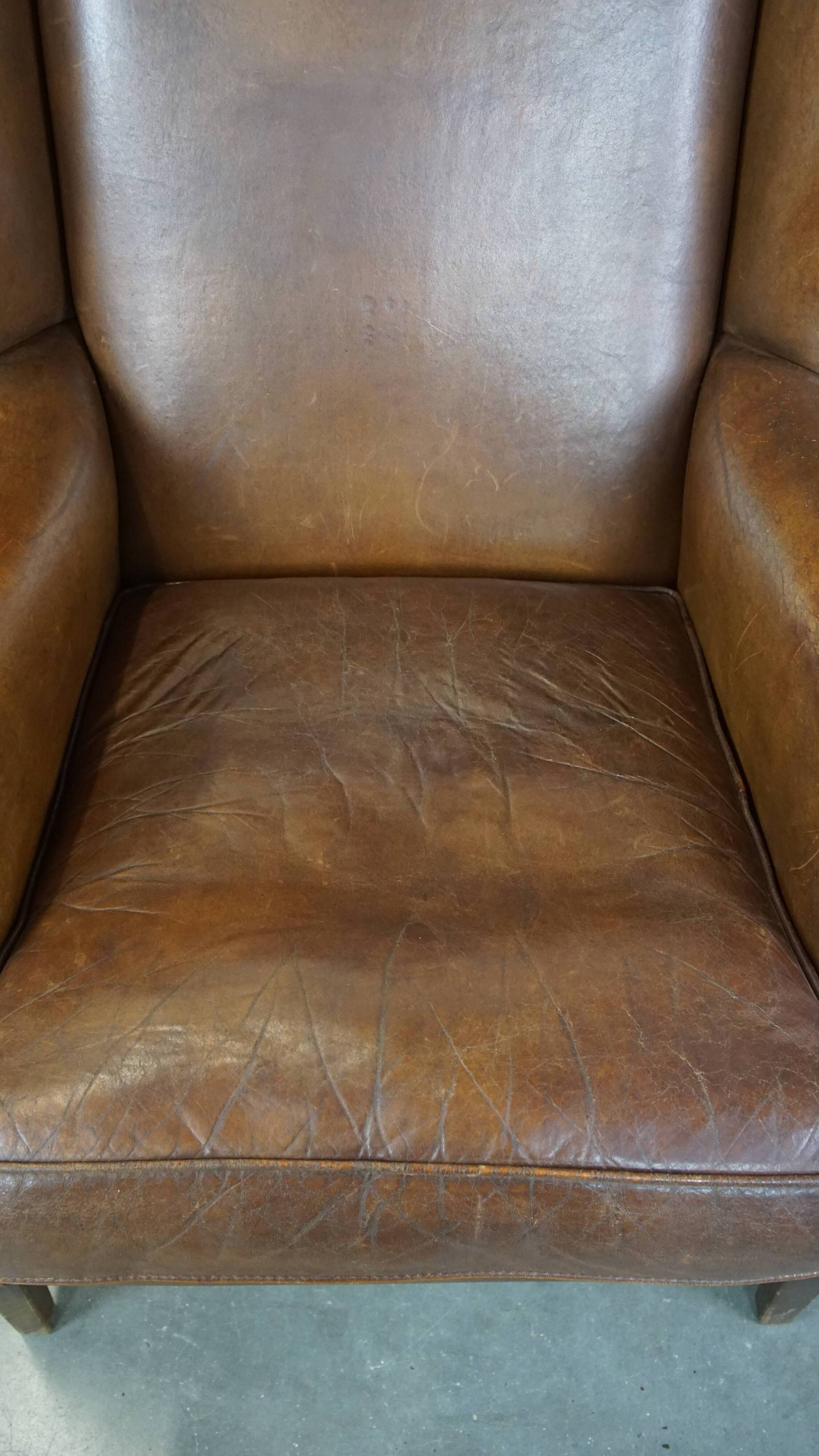 English style sheepskin wing chair