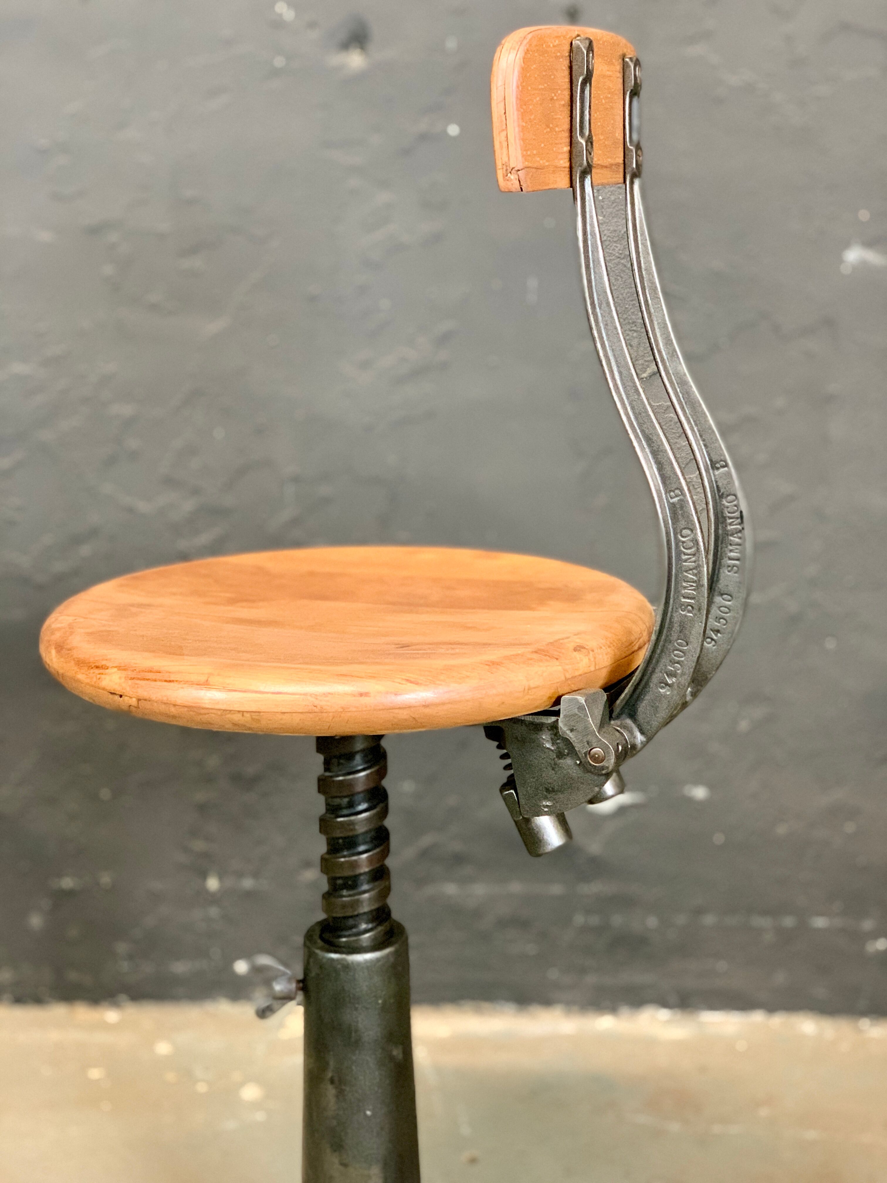 Singer industrial stool with back 1920