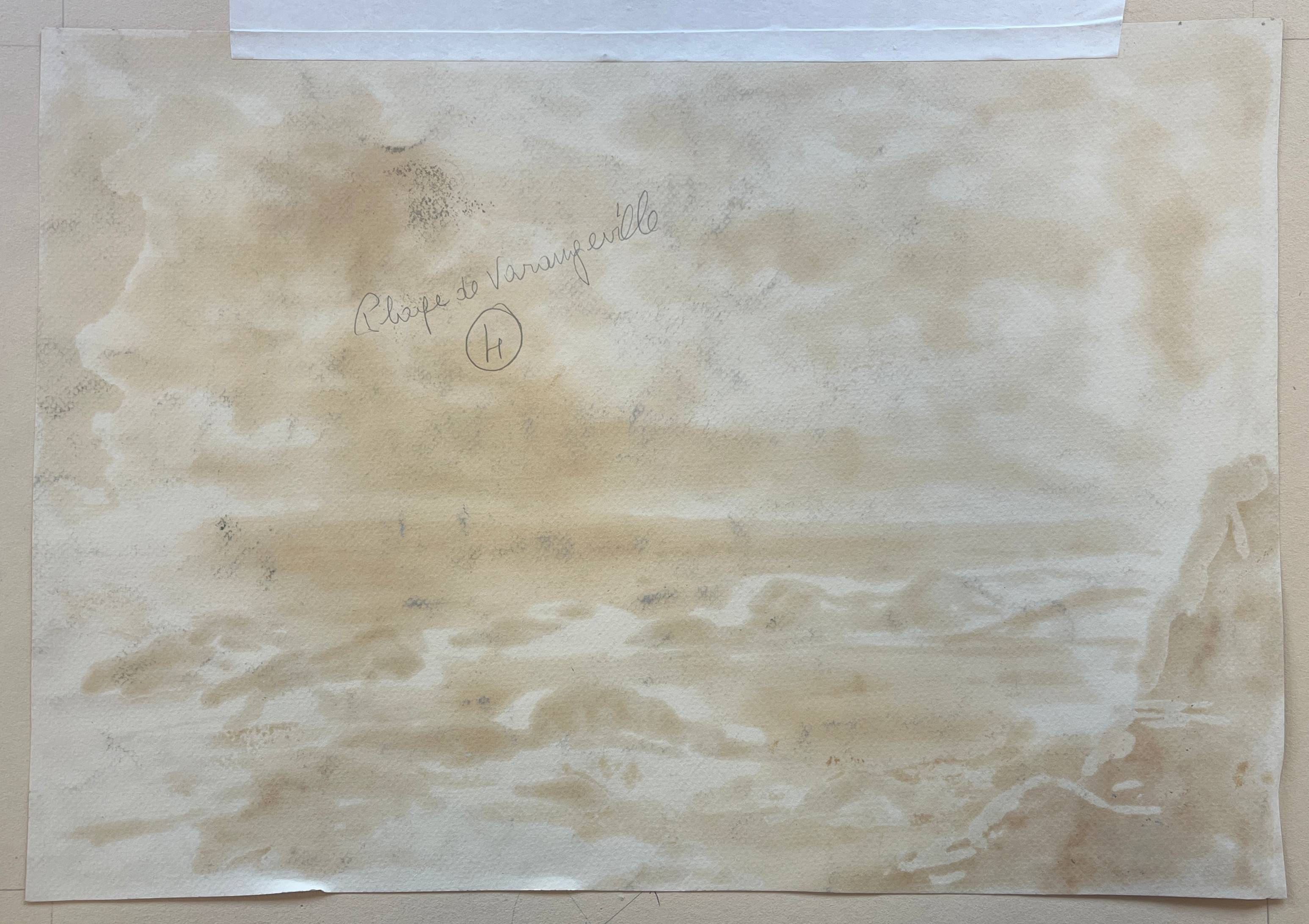 HSP painting "Varangeville Beach" by Roger ROZET (1915-2001) Normandy