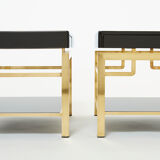 Pair of brass lacquer sofa pieces Guy Lefevre House Jansen 1970