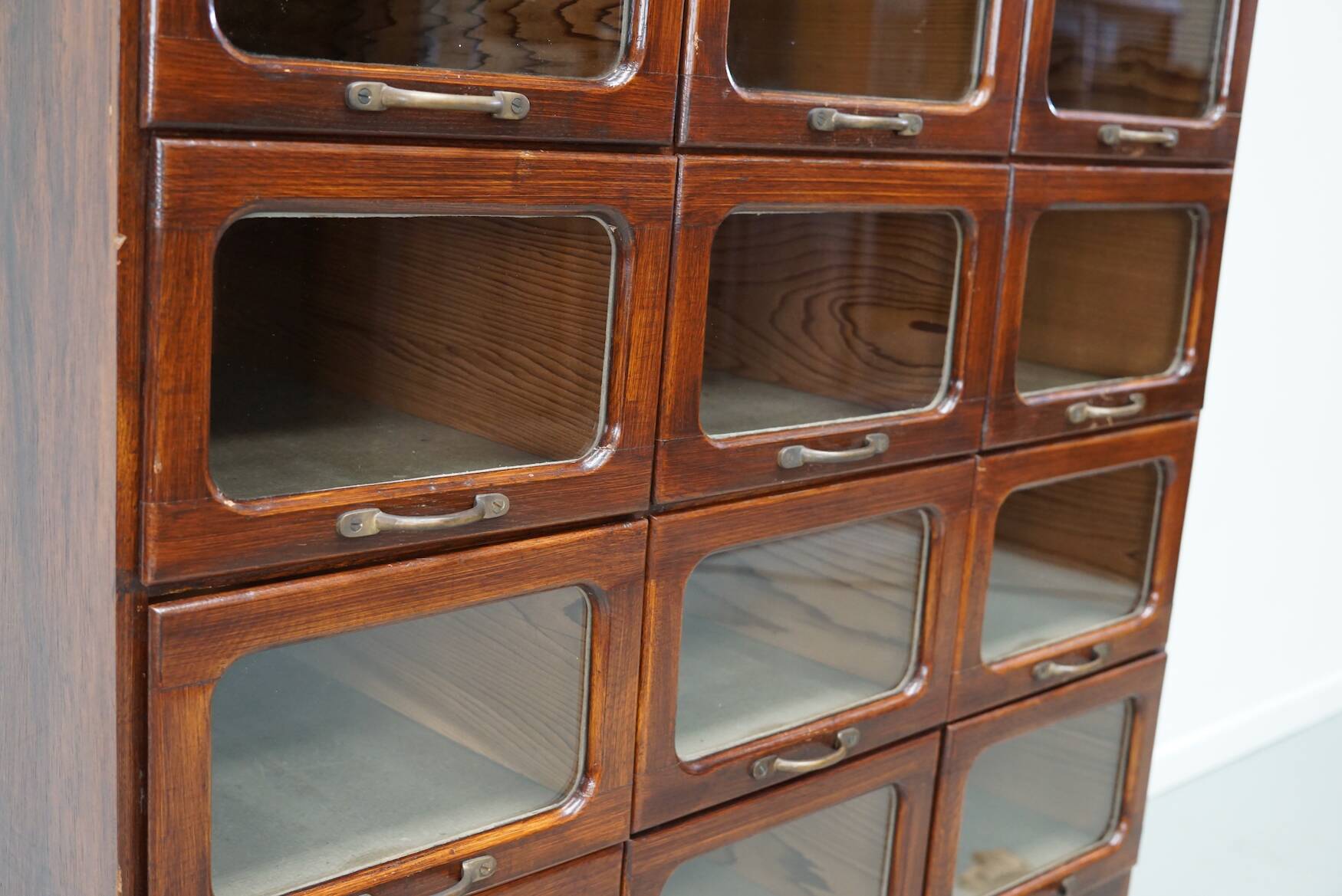 English Haberdashery Shop Cabinet with Glass Fronted Drawers, Circa 1930s