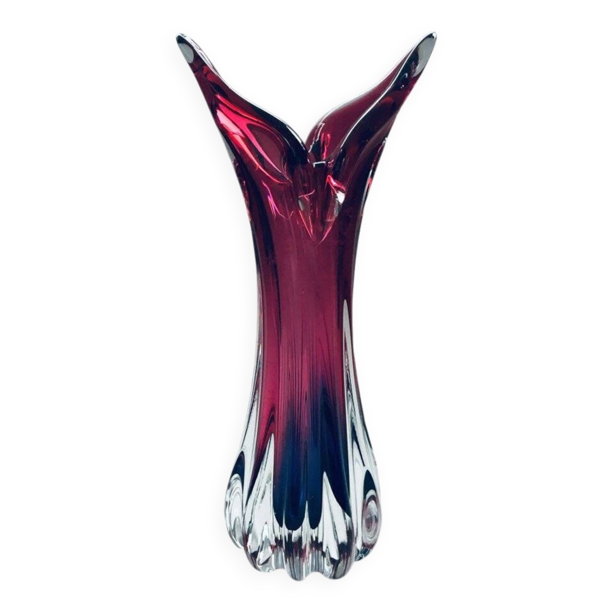 Czech Crystal Art Glass Beak Vase by Jozef Hospodka for Chribska Glassworks, 1950s