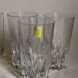 Six vintage crystal juice glasses, three large, three medium